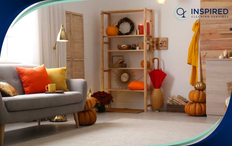 Fall Cleaning Checklist for a Fresh, Cozy Home Fall cleaning checklist with professional home cleaning in a bright and cozy living space.